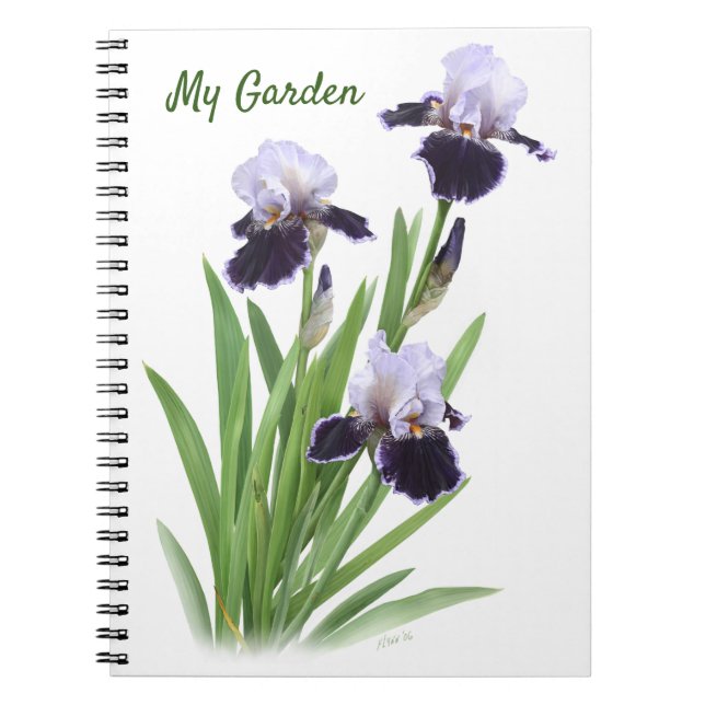 Purple Bearded Iris Trio Personalized  Notebook (Front)