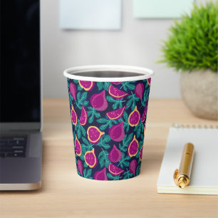 purple beautiful fig pattern blue paper cups