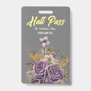 Purple Beauty Hall Pass Badge