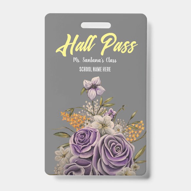 Purple Beauty Hall Pass Badge (Front)