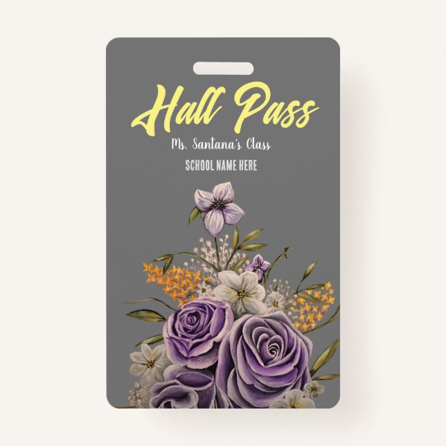 Purple Beauty Hall Pass Badge (Front)