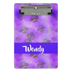 Purple bees patterned mini clipboard