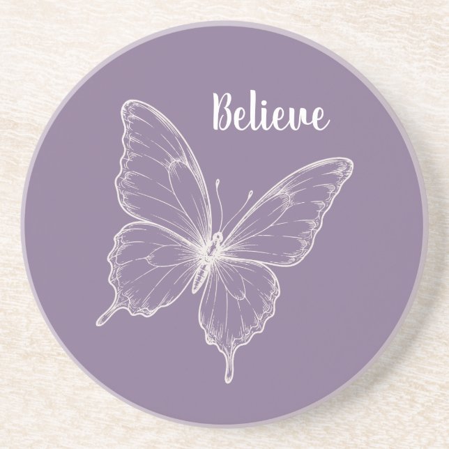 Purple Believe Butterfly Coaster (Front)