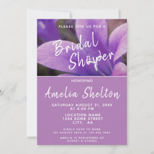 Purple Bellflower Floral Bridal Shower Invitation