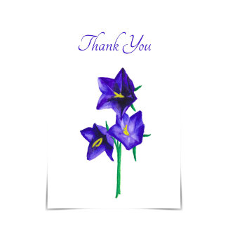 Purple Bellflower Thank You Watercolour Card