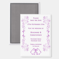 Purple Bells Scroll Design Wedding Save The Date