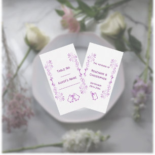 Purple Bells Scrollwork Design Wedding Place Card