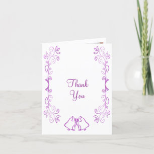 Purple Bells Scrollwork Design Wedding Thank You Card