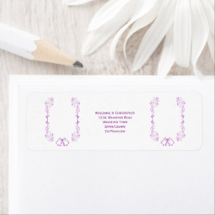 Purple Bells Scrollwork Wedding Return Address