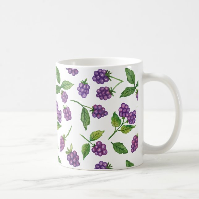 Purple Berries Custom Background Colour Coffee Mug (Right)