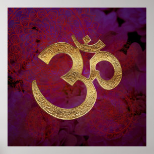 purple berry floral OM Poster Yoga Meditation