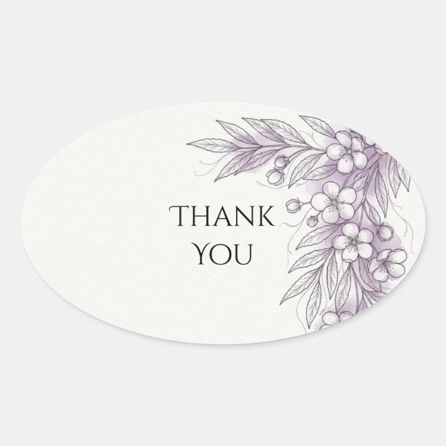 Purple Berry Floral Thank You Sticker (Front)