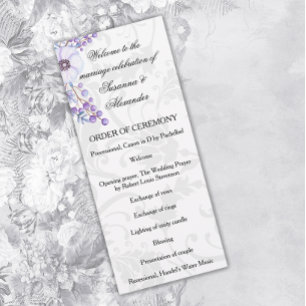 Purple Berry Wreath Floral Damask Wedding Program