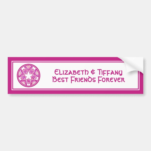 Purple Best Friends Floral Tiles Bumper Sticker (Front)