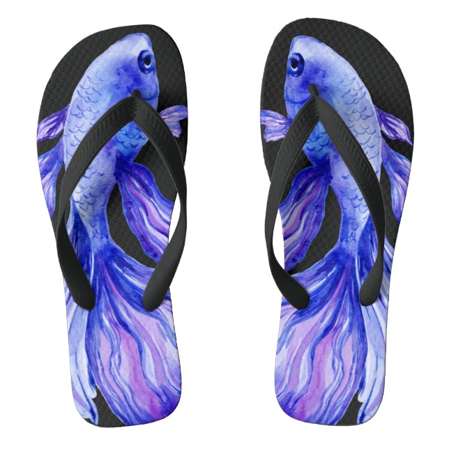 Purple Betta Fish Flip Flops (Footbed)