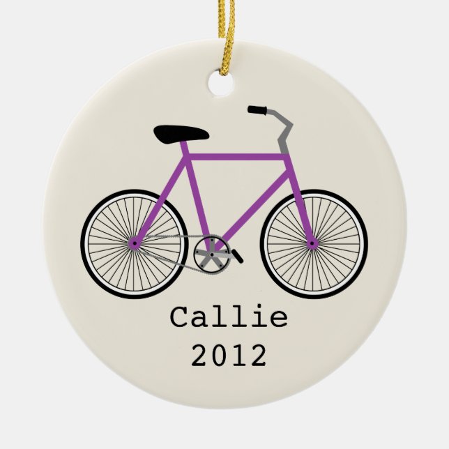 Purple Bicycle Personalized Ornament (Front)