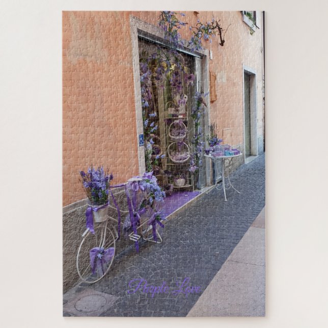 Purple Bicycle Souvenir Shop Custom Text Difficult Jigsaw Puzzle (Vertical)