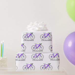 Purple Bicycle with Cycologist Text on White  Wrapping Paper