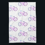 Purple bicycles bikes pattern kitchen towel<br><div class="desc">Decorate your kitchen with this cool purple bicycle dish towel. Makes a great housewarming or wedding gift! 
You can customize it and add text too.
Check my shop for lots more colours and patterns!</div>