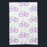 Purple bicycles bikes pattern kitchen towel<br><div class="desc">Decorate your kitchen with this cool purple bicycle dish towel. Makes a great housewarming or wedding gift! 
You can customize it and add text too.
Check my shop for lots more colours and patterns!</div>
