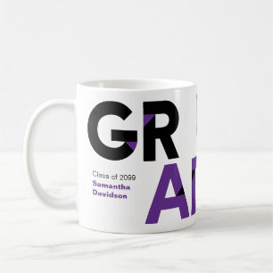 Purple Big Bold Angle-Cut Letters Graduation Coffee Mug