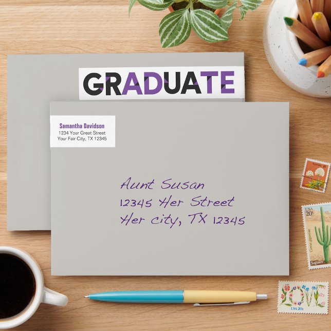 Purple Big Bold Angle-Cut Letters Graduation Wrap Around Label (Creator Uploaded)