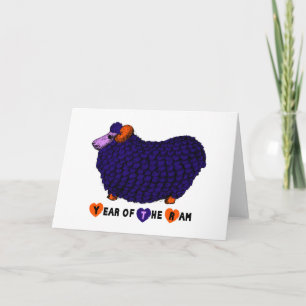 Purple Big Ram Chinese New Year Zodiac Card