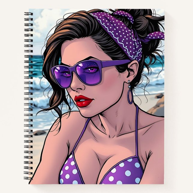 Purple Bikini, Sunglasses and Bandana Woman  Notebook (Front)