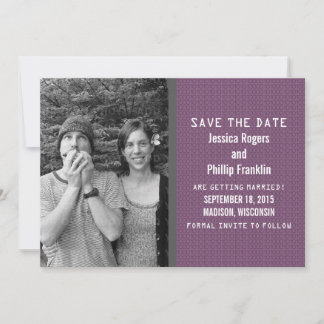 Purple Binary Code Photo Save the Date Invite
