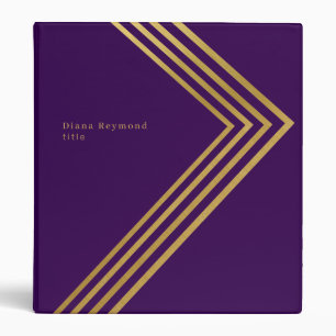 Purple Binder with Faux Gold Angle Stripes