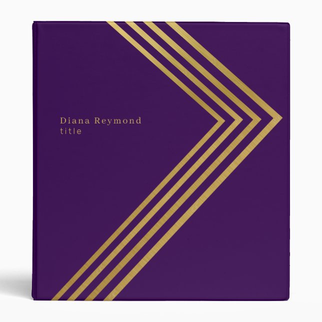 Purple Binder with Faux Gold Angle Stripes (Front)