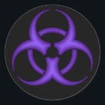Purple Biohazard Symbol Sticker<br><div class="desc">Black sticker with purple biohazard symbol.</div>