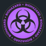 Purple Biohazard Warning Classic Round Sticker<br><div class="desc">Biohazard - purple and black biohazard symbol design.</div>