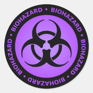 Purple Biohazard Warning Classic Round Sticker