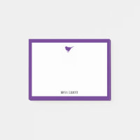 Purple Bird and Border on White with Name