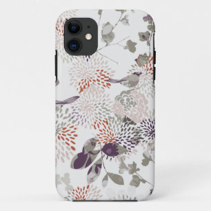 Purple birds and flowers wallpaper iPhone 11 case