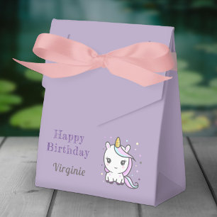 Purple Birthday Favour Box with a Cute Unicorn