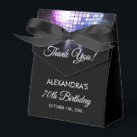 Purple Birthday Party 70's Disco Ball Thank You Favor Box<br><div class="desc">Elevate your 70th birthday celebration with our Purple 70th Birthday Party 70's Disco Ball Favour Box. This favour box captures the essence of the disco era, making it the perfect choice for a disco-themed bash or any event where you want to infuse a touch of '70s magic. In a dazzling...</div>