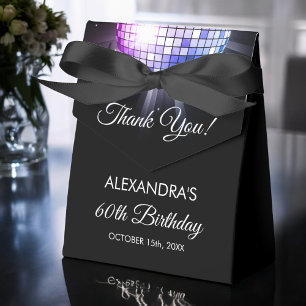 Purple Birthday Party 70's Disco Ball Thank You Favor Box