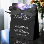 Purple Birthday Party 70's Disco Ball Thank You Favor Box<br><div class="desc">Elevate your 70th birthday celebration with our Purple 70th Birthday Party 70's Disco Ball Favour Box. This favour box captures the essence of the disco era, making it the perfect choice for a disco-themed bash or any event where you want to infuse a touch of '70s magic. In a dazzling...</div>