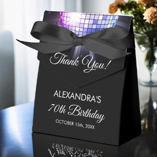 Purple Birthday Party 70's Disco Ball Thank You Favor Box