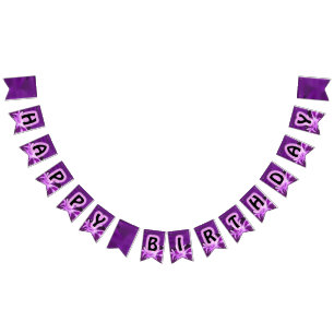 Purple Birthday Party Bunting Flags