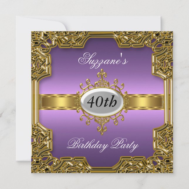 Purple Birthday Party Glamour Hot Invitation (Front)