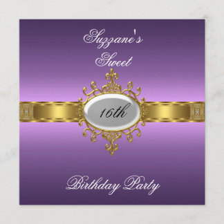 Purple Birthday Party Glamour Hot Sweet 16 Invitation