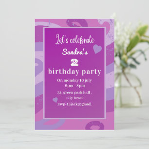 purple birthday party invitation