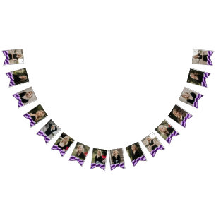 Purple & Black 16 Photo Graduation Hanging Banner