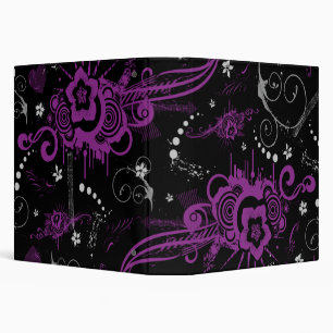 purple black abstract floral swirls avery binder