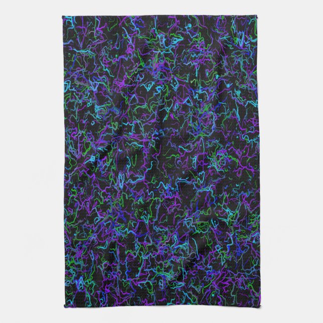 Purple, Black and Blue Abstract Kitchen Towel (Vertical)