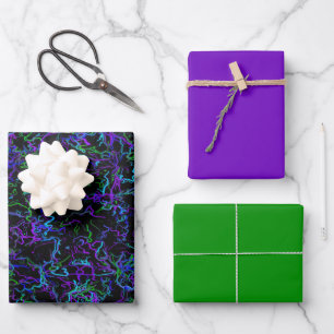 Purple, Black and Green Wrapping Paper Sheet