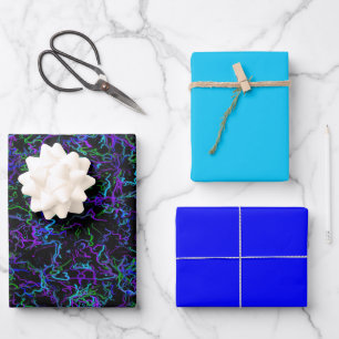 Purple, Black and Green Wrapping Paper Sheets